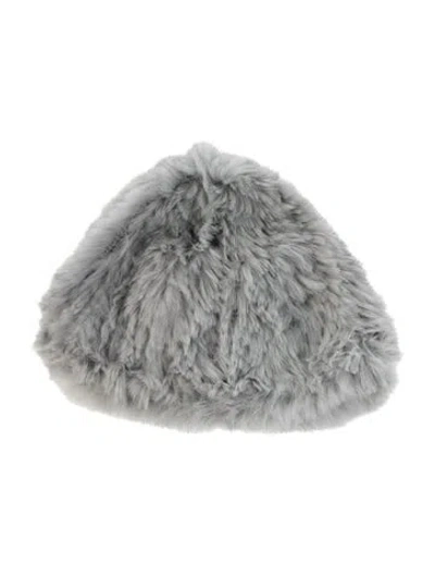 Pre-owned Adrienne Landau Rabbit Fur Hat In Gray