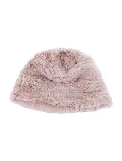 Pre-owned Adrienne Landau Rabbit Fur Hat In Neutral
