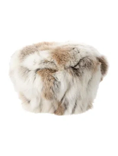 Pre-owned Adrienne Landau Rabbit Fur Hat In Neutral