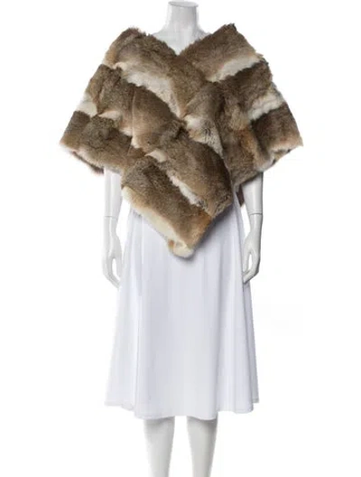 Pre-owned Adrienne Landau Rabbit Fur Poncho In Brown