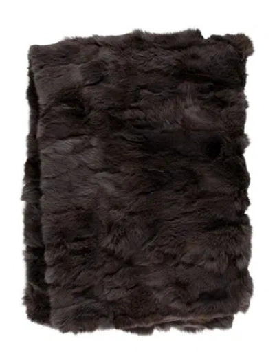 Pre-owned Adrienne Landau Rabbit Fur Throw Blanket In Brown