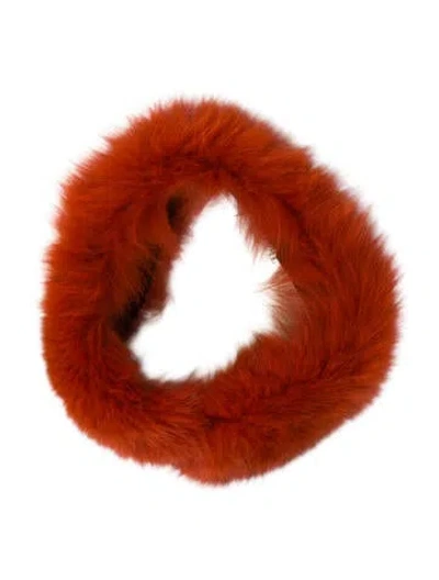 Pre-owned Adrienne Landau Red Fox Scarf In Orange