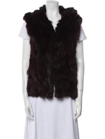 Pre-owned Adrienne Landau Shearling Fur Jacket In Burgundy