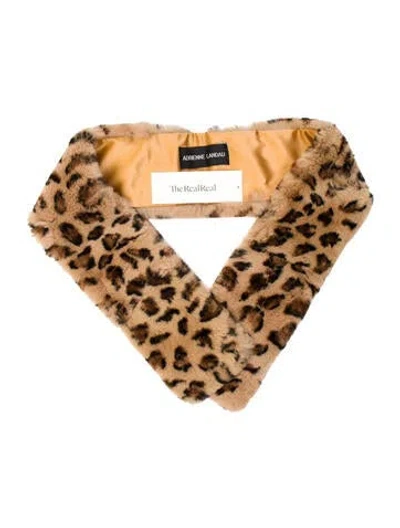 Pre-owned Adrienne Landau Silk Animal Print Scarf In Neutral