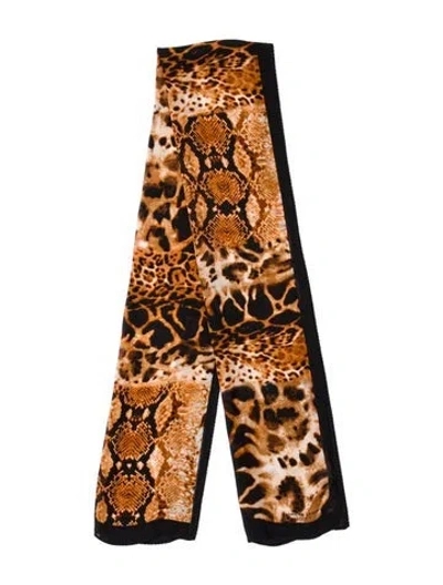 Pre-owned Adrienne Landau Silk Printed Scarf In Brown