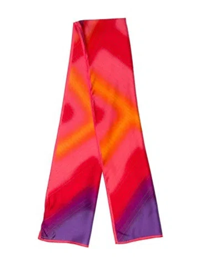 Pre-owned Adrienne Landau Silk Printed Scarf W/ Tags In Pink