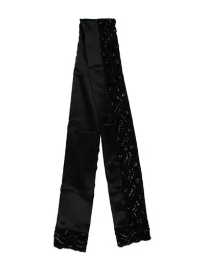 Pre-owned Adrienne Landau Silk Scarf In Black