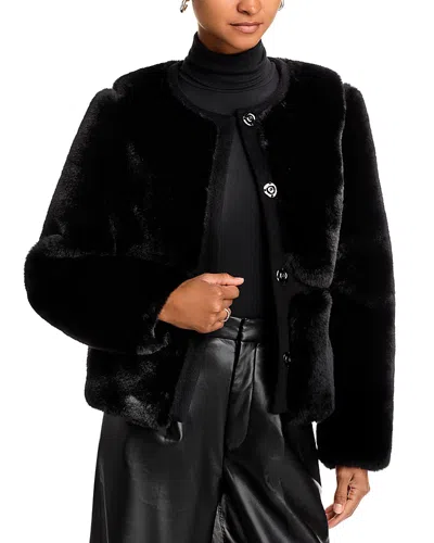 Adrienne Landau Simone Faux Fur Jacket In Jet Black