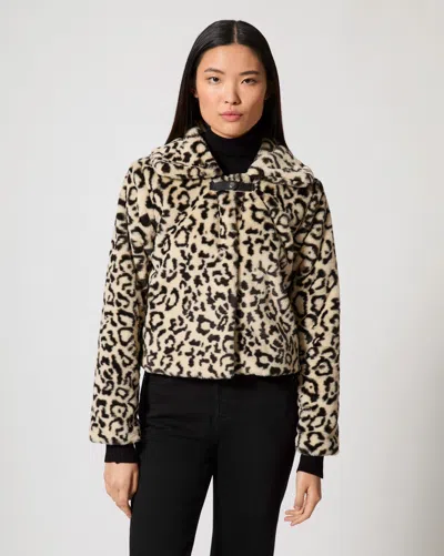Adrienne Landau Snow Leopard Faux Fur Jacket In Neutral