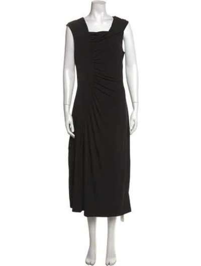 Pre-owned Adrienne Landau Square Neckline Midi Length Dress In Black