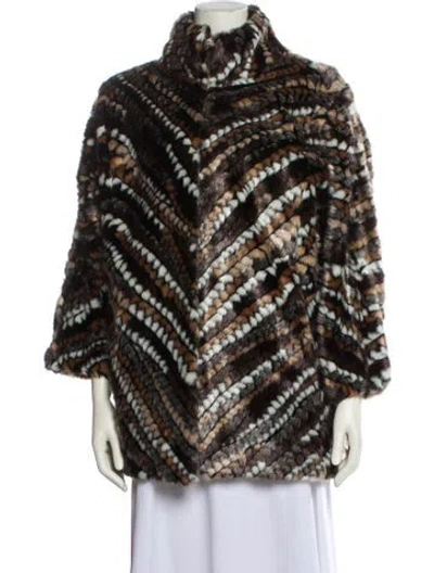 Pre-owned Adrienne Landau Striped Coat In Brown