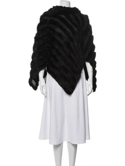 Pre-owned Adrienne Landau Striped Crew Neck Sweater In Black
