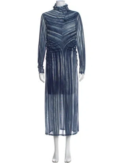 Pre-owned Adrienne Landau Striped Long Dress W/ Tags In Blue