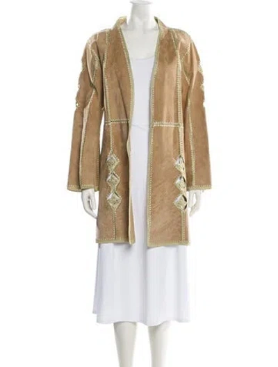 Pre-owned Adrienne Landau Suede Printed Jacket In Neutral