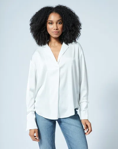 Adrienne Landau Tailored Long Sleeve Shirt In White