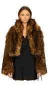 Adrienne Landau Teddy Bomber Jacket In Brown Tipped