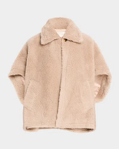 Adrienne Landau Teddy Faux Fur Jacket In Tawny Brown