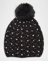 Adrienne Landau The Celeste Embellished Wool-blend Beanie In Jet Black