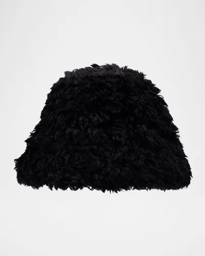 Adrienne Landau The Curly Faux Fur Bucket Hat In Black