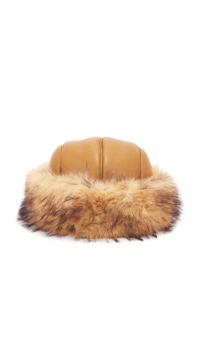 Adrienne Landau The Esme Faux Fur Hat In Oak Buff