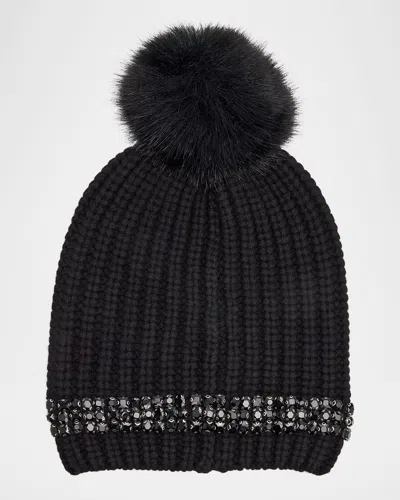 Adrienne Landau The Estie Knit Beanie In Black