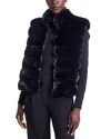 Adrienne Landau The Faux Chinchilla Vest In Black