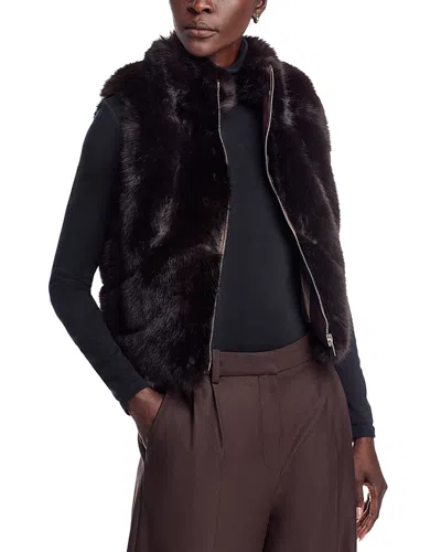 Adrienne Landau The Icon Faux Fur Vest In Brown