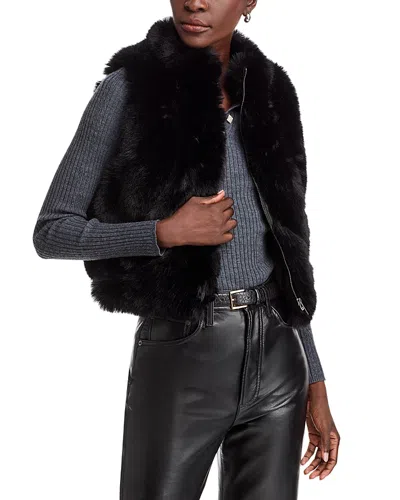 Adrienne Landau The Icon Faux Fur Vest In Jet Black