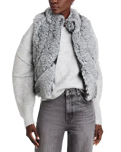 Adrienne Landau The Icon Faux Fur Vest In Smoked Pearl