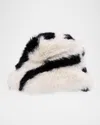 Adrienne Landau The Lily Faux Fur Bucket Hat In Zebra Fur