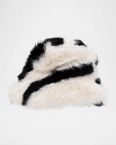 Adrienne Landau The Lily Faux Fur Bucket Hat In Neutral