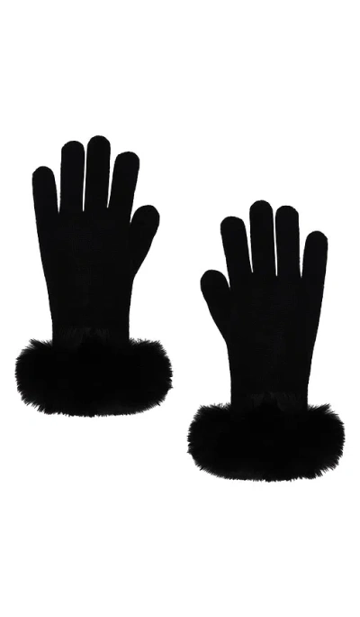 Adrienne Landau The Lucie Faux Fur Glove In Jet Black