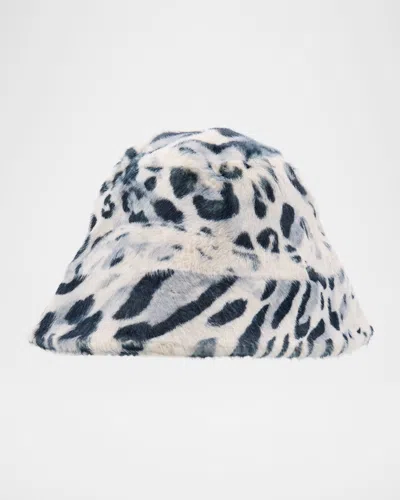 Adrienne Landau The Snow Leopard Faux Fur Bucket Hat In Multi