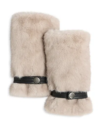 Adrienne Landau The Soho Faux Fur Wrist Warmers In Neutral