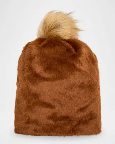 Adrienne Landau The Teddy Beanie In Brown