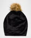 Adrienne Landau The Teddy Beanie In Jet Black