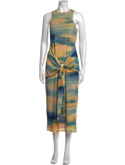 Pre-owned Adrienne Landau Tie-dye Print Midi Length Dress W/ Tags In Multicolor