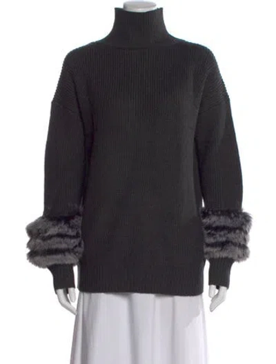 Pre-owned Adrienne Landau Turtleneck Sweater W/ Tags In Black