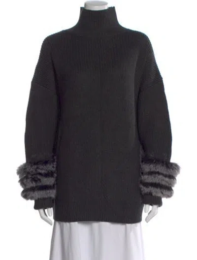 Pre-owned Adrienne Landau Turtleneck Sweater W/ Tags In Black