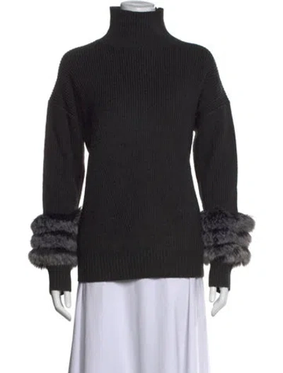 Pre-owned Adrienne Landau Turtleneck Sweater W/ Tags In Black