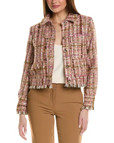 Adrienne Landau Tweed Crop Jacket In Orange