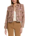 Adrienne Landau Tweed Crop Jacket In Orange