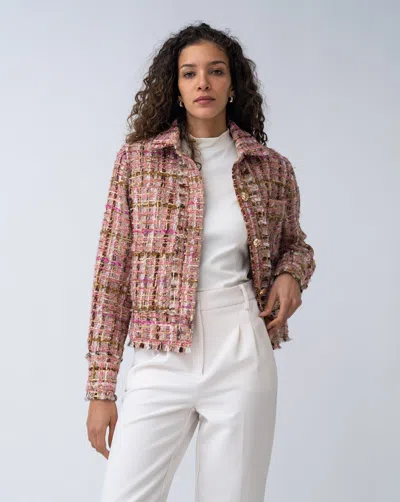 Adrienne Landau Tweed Cropped Jacket In Multi