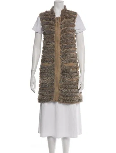 Pre-owned Adrienne Landau Vest In Brown