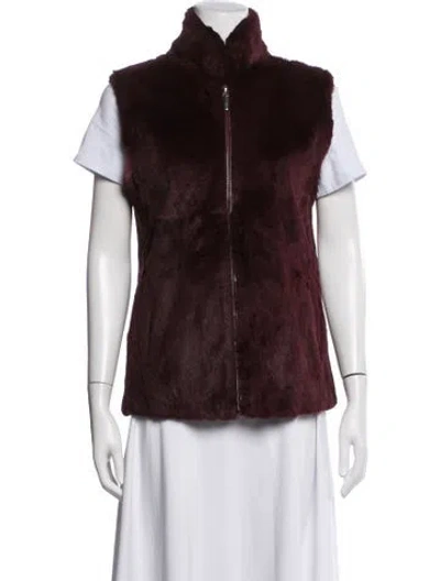Pre-owned Adrienne Landau Vest In Burgundy