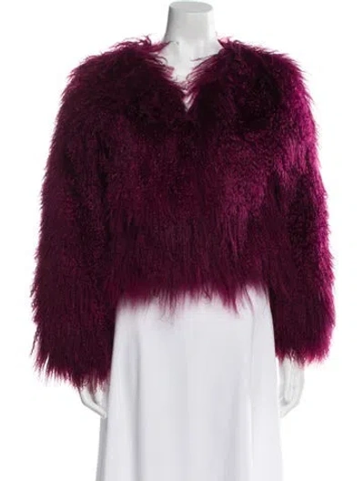 Pre-owned Adrienne Landau Vintage Faux Fur Faux Fur Jacket In Burgundy