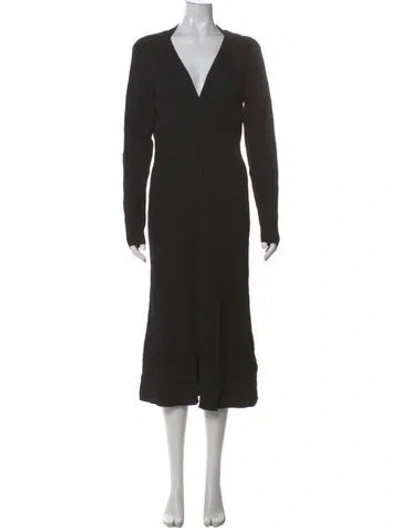 Pre-owned Adrienne Landau V-neck Long Dress W/ Tags In Black