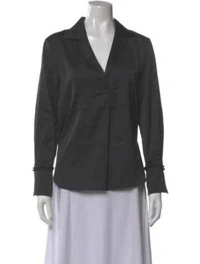 Pre-owned Adrienne Landau V-neck Long Sleeve Blouse W/ Tags In Gray