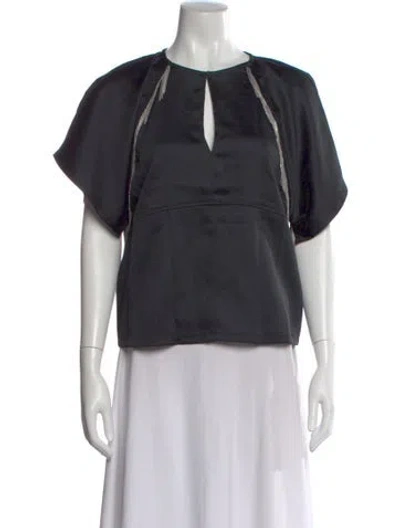 Pre-owned Adrienne Landau V-neck Short Sleeve Top W/ Tags In Gray