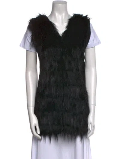 Pre-owned Adrienne Landau V-neck Short Sleeve Tunic In Black